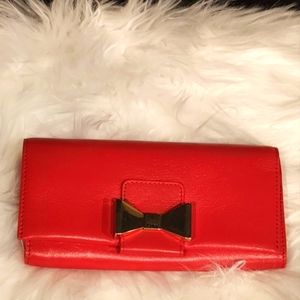 Chloe Lily Red Leather Long Bifold Wallet purse